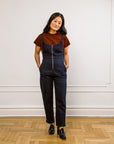 Claudia Zip Front Cropped Jumpsuit - Dark Indigo