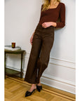 Toni Wide Ankle Pants - Brown