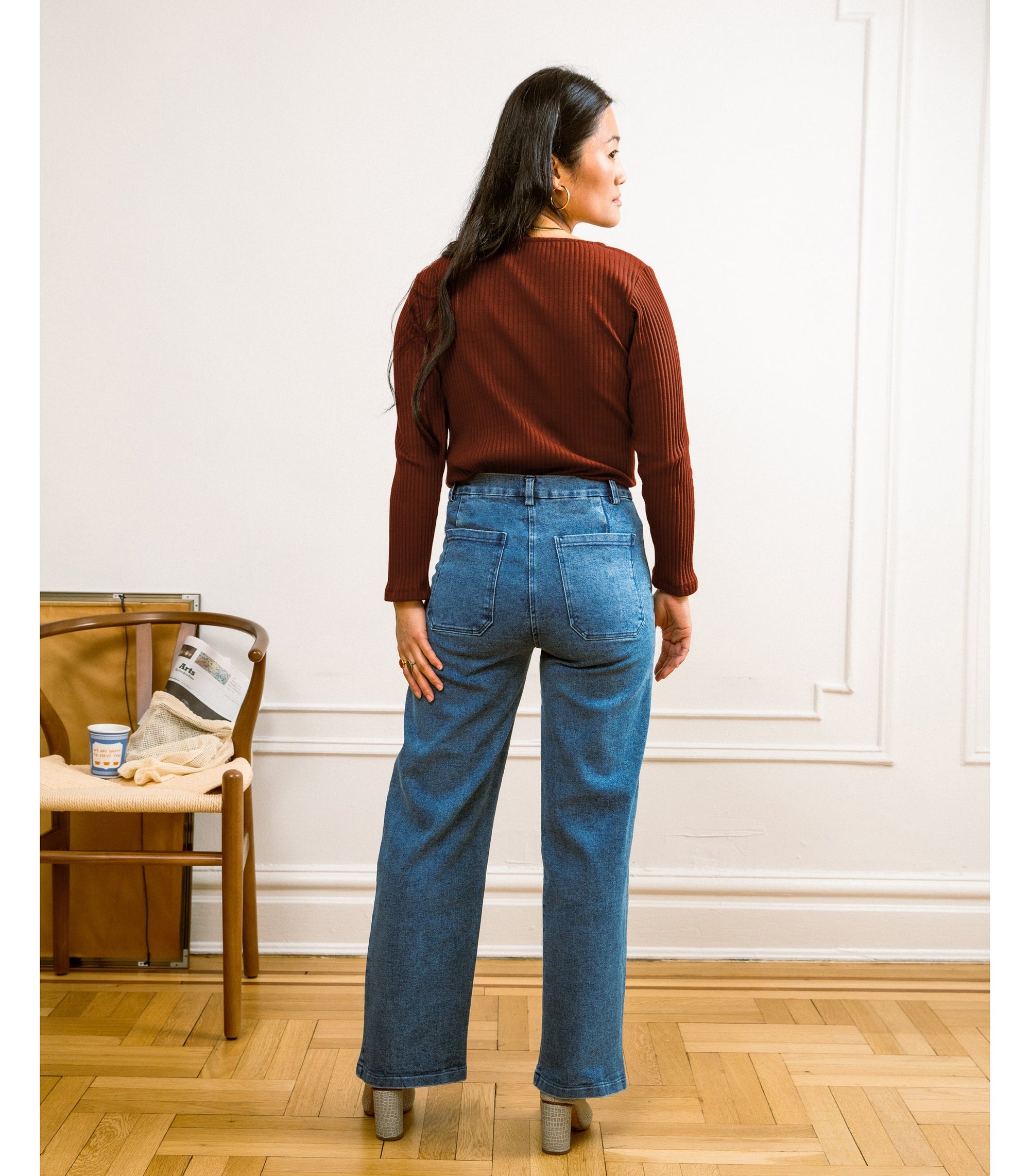 Loup - Kate Wide Leg Ankle Jeans - Washed Indigo -
