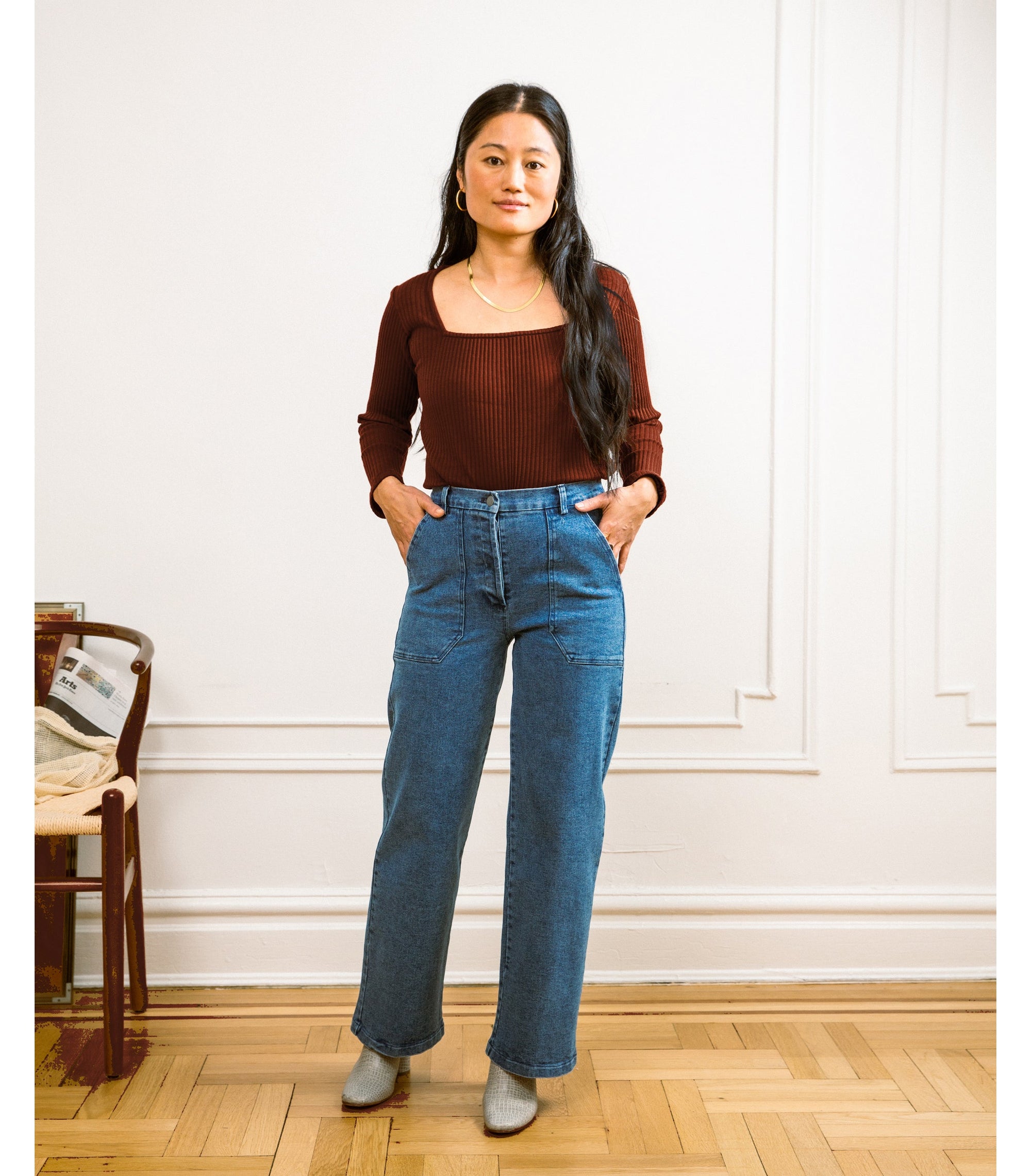 Loup - Kate Wide Leg Ankle Jeans - Washed Indigo -