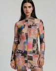 Elna Printed Mesh Mini Dress