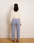 Amelia Barrel Leg Pants - Navy Stripe