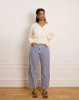 Amelia Barrel Leg Pants - Navy Stripe