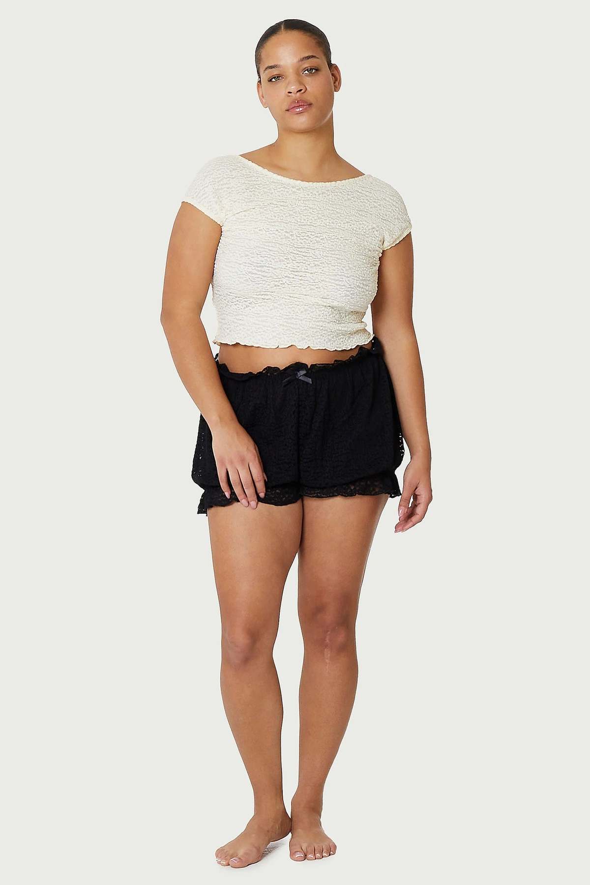 Crepe Mesh Backless Tee