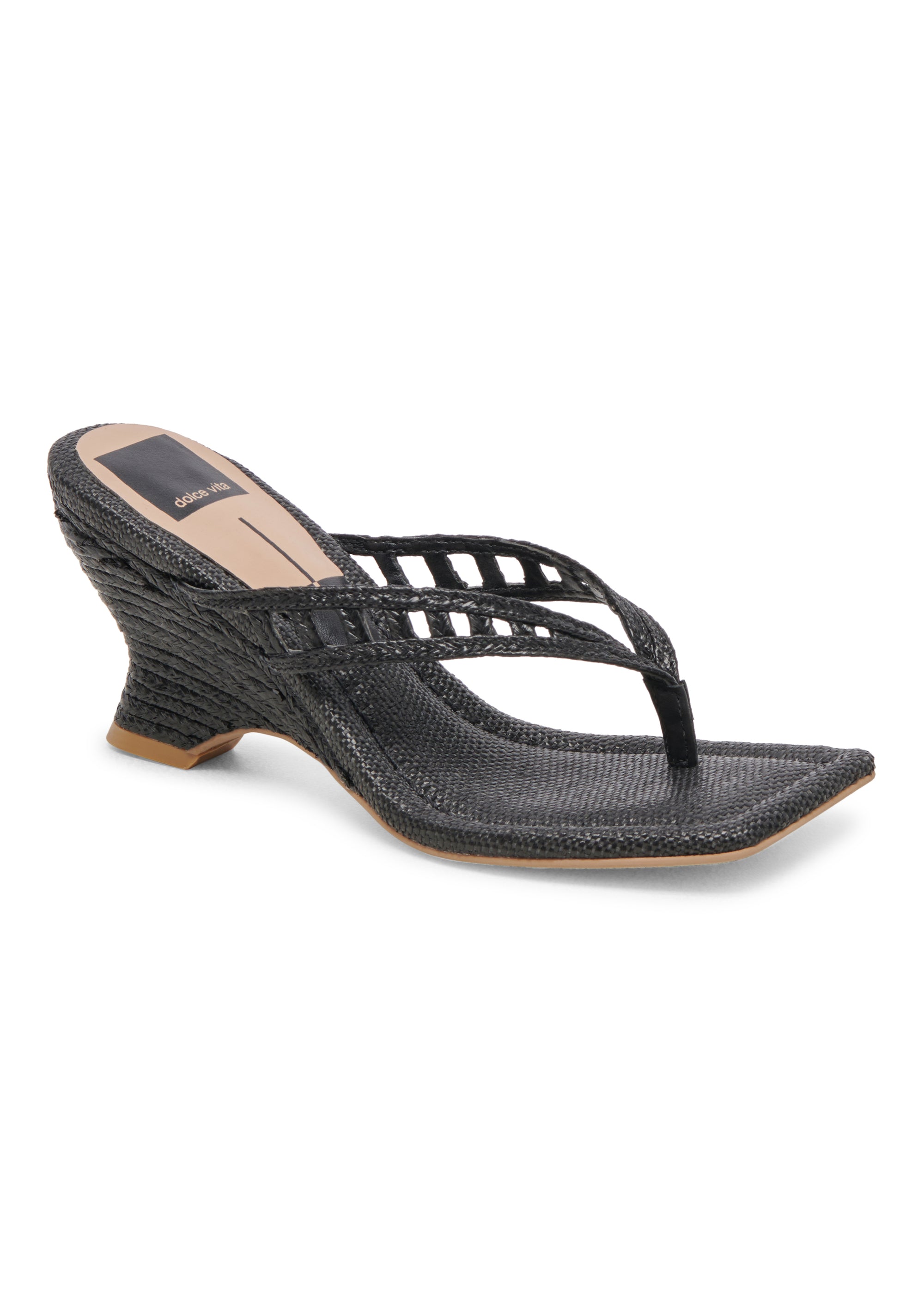Nullah Wedges - Onyx Raffia