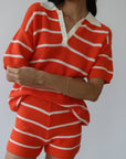 Callahan Knitwear - Doris Overized Polo - Poppy -