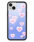 Wildflower iPhone case 14 Plus Dreamy Hearts Blue Pink Cute