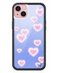 Wildflower iPhone case 15 Plus Dreamy Hearts Blue Pink Cute