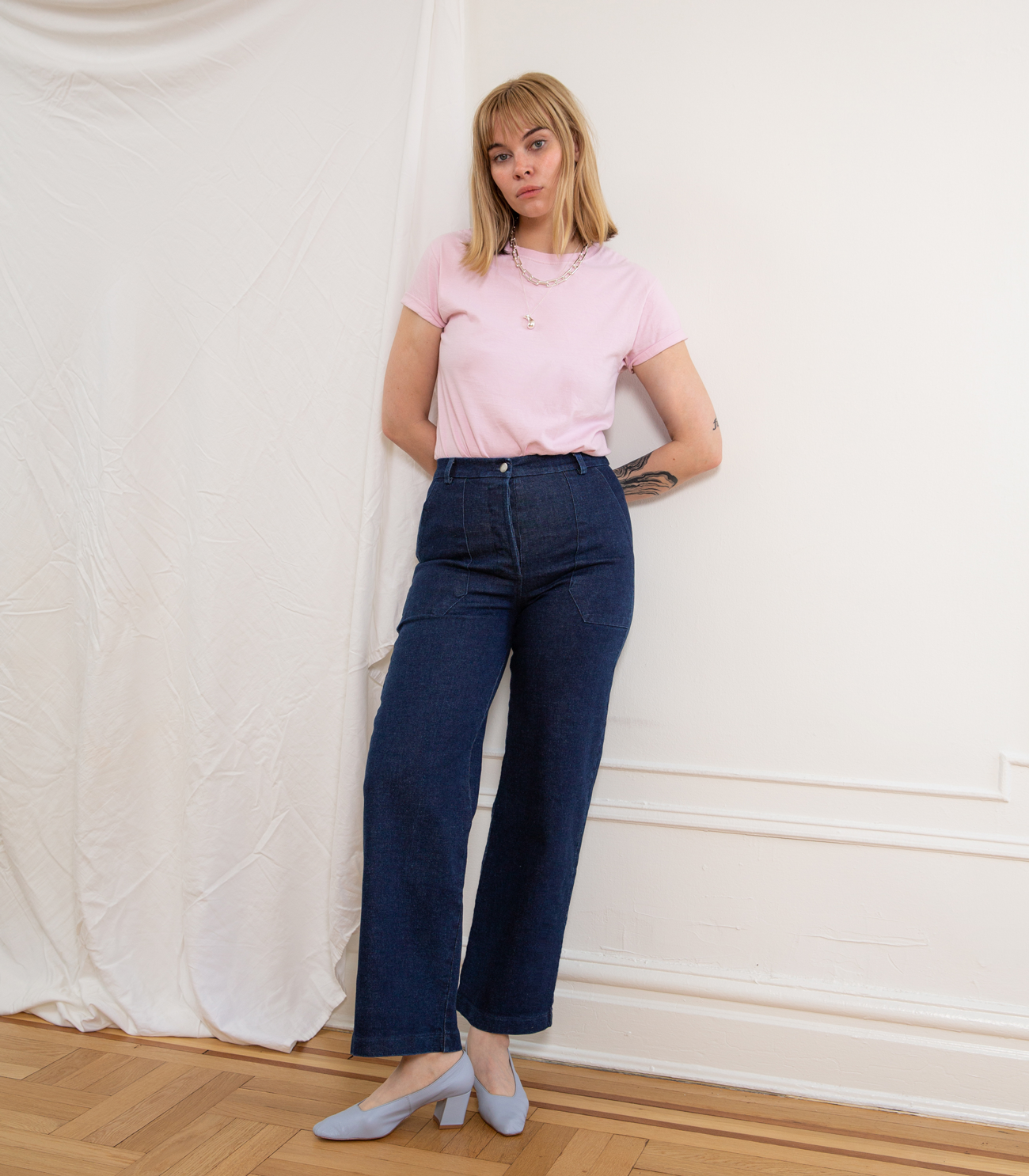 Loup - Kate Wide Leg Ankle Jeans - Dark Indigo -