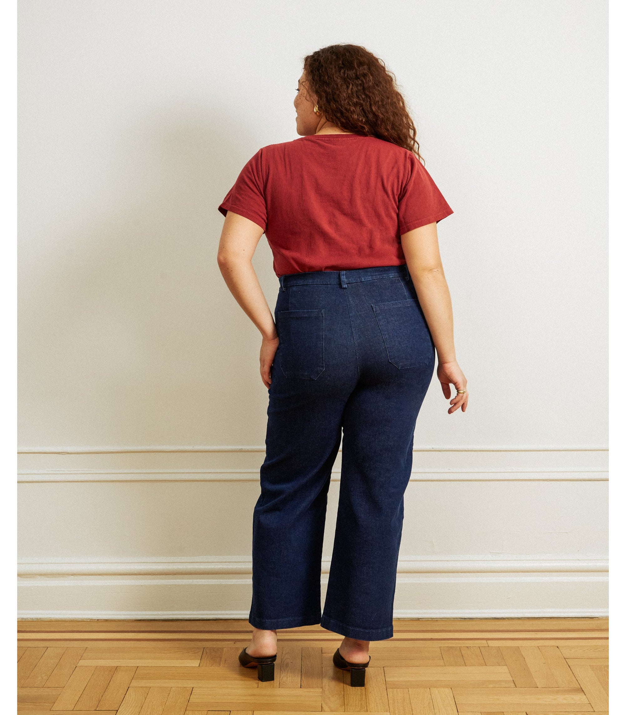 Loup - Kate Wide Leg Ankle Jeans - Dark Indigo -