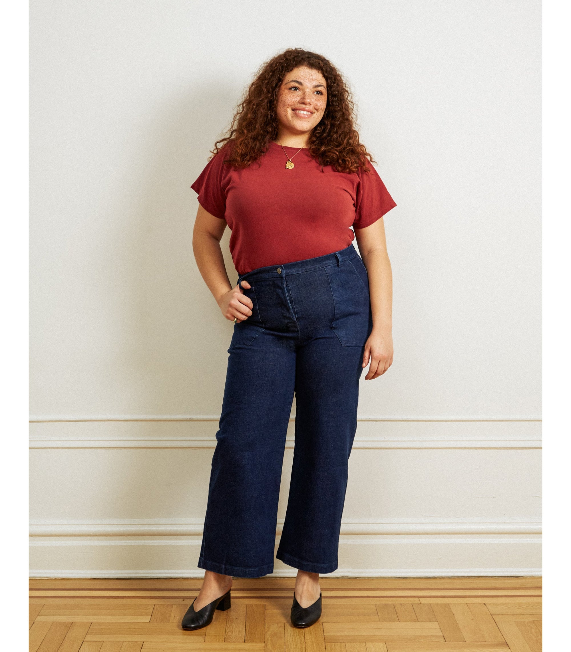 Loup - Kate Wide Leg Ankle Jeans - Dark Indigo -