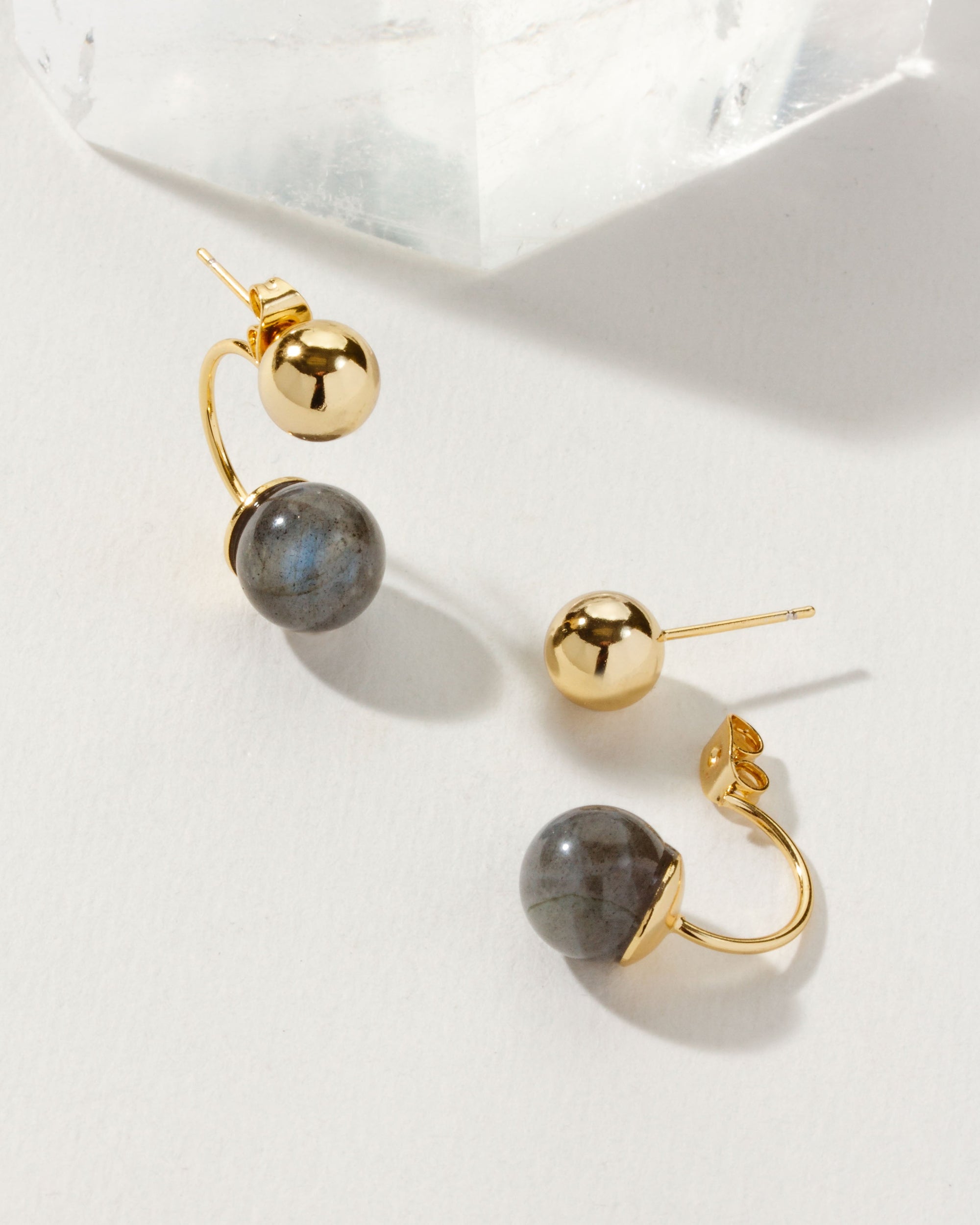 Green Light Front Back Post Labradorite Earring