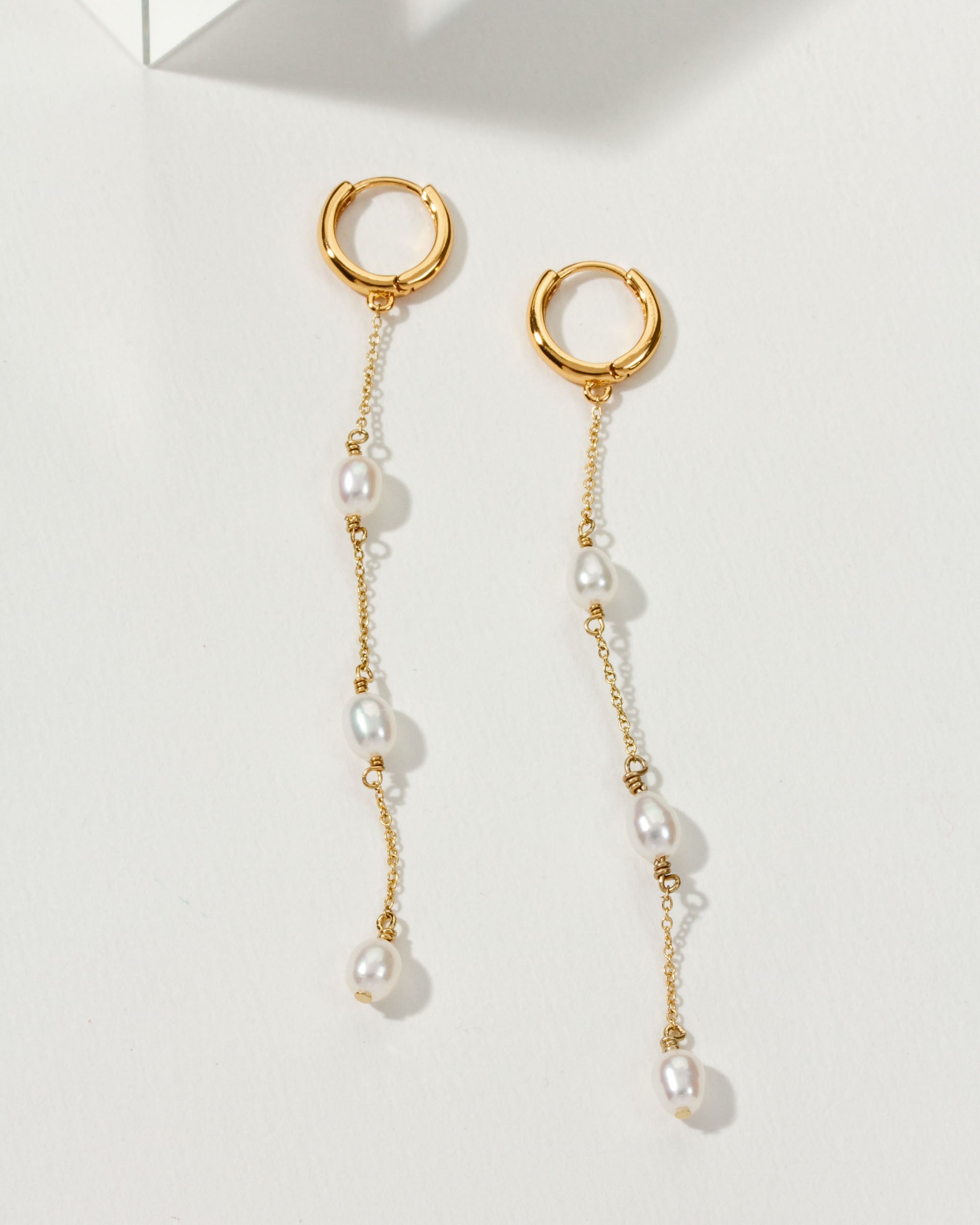 Stacked Pearl Huggie Hoop Earrings