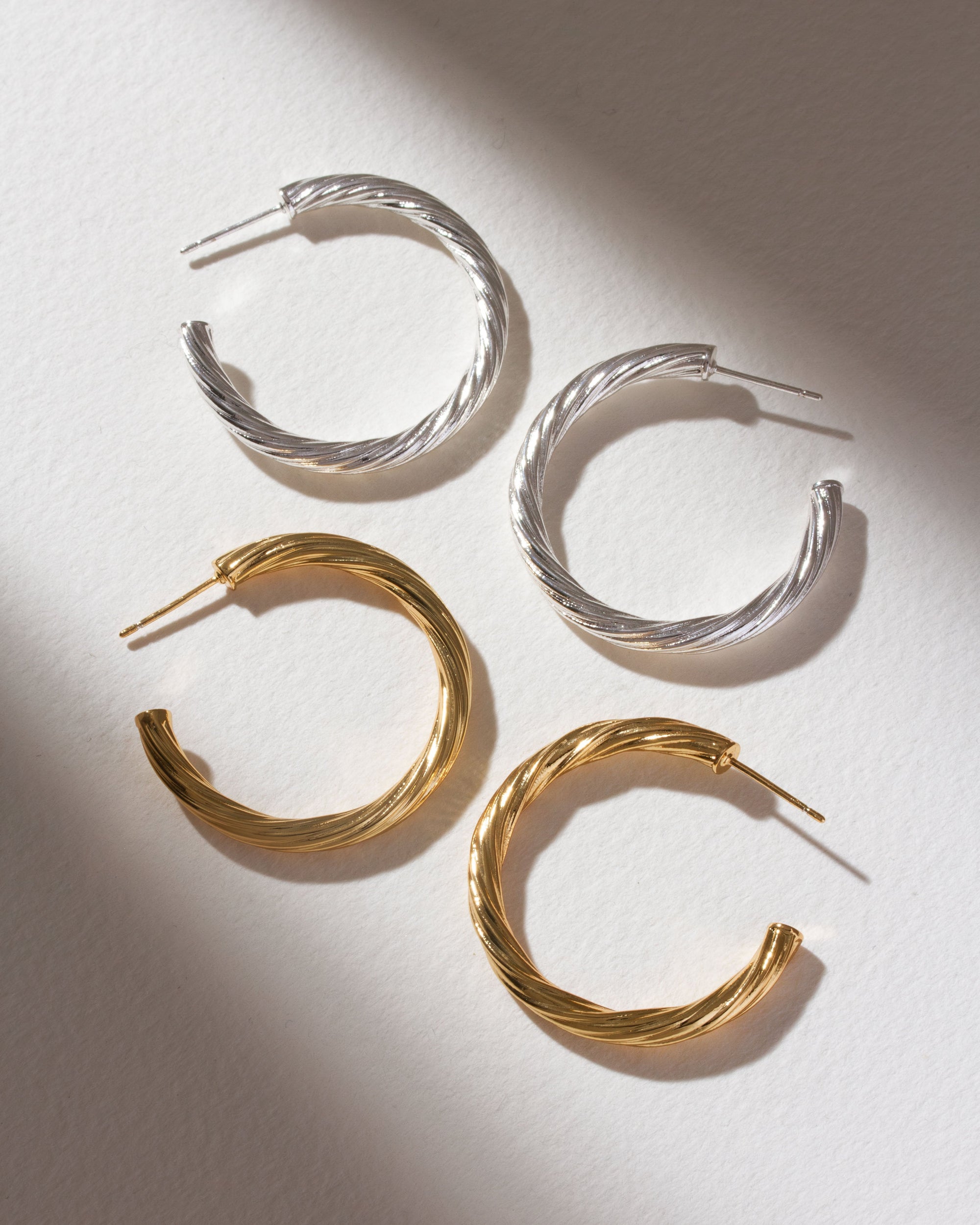 Dual Helix One Look Hoop Earring Set