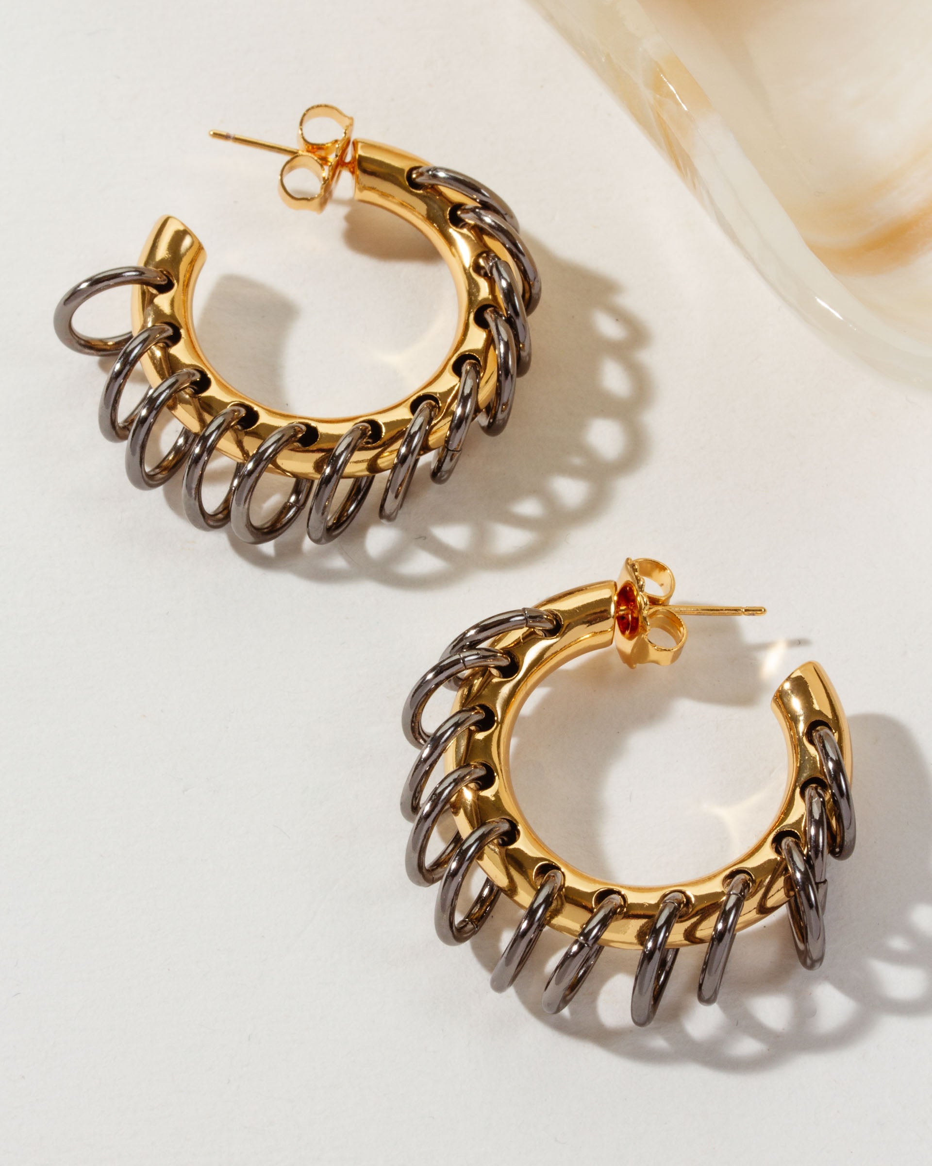 Golden Eclipse Vertebrae Post Hoop Earring
