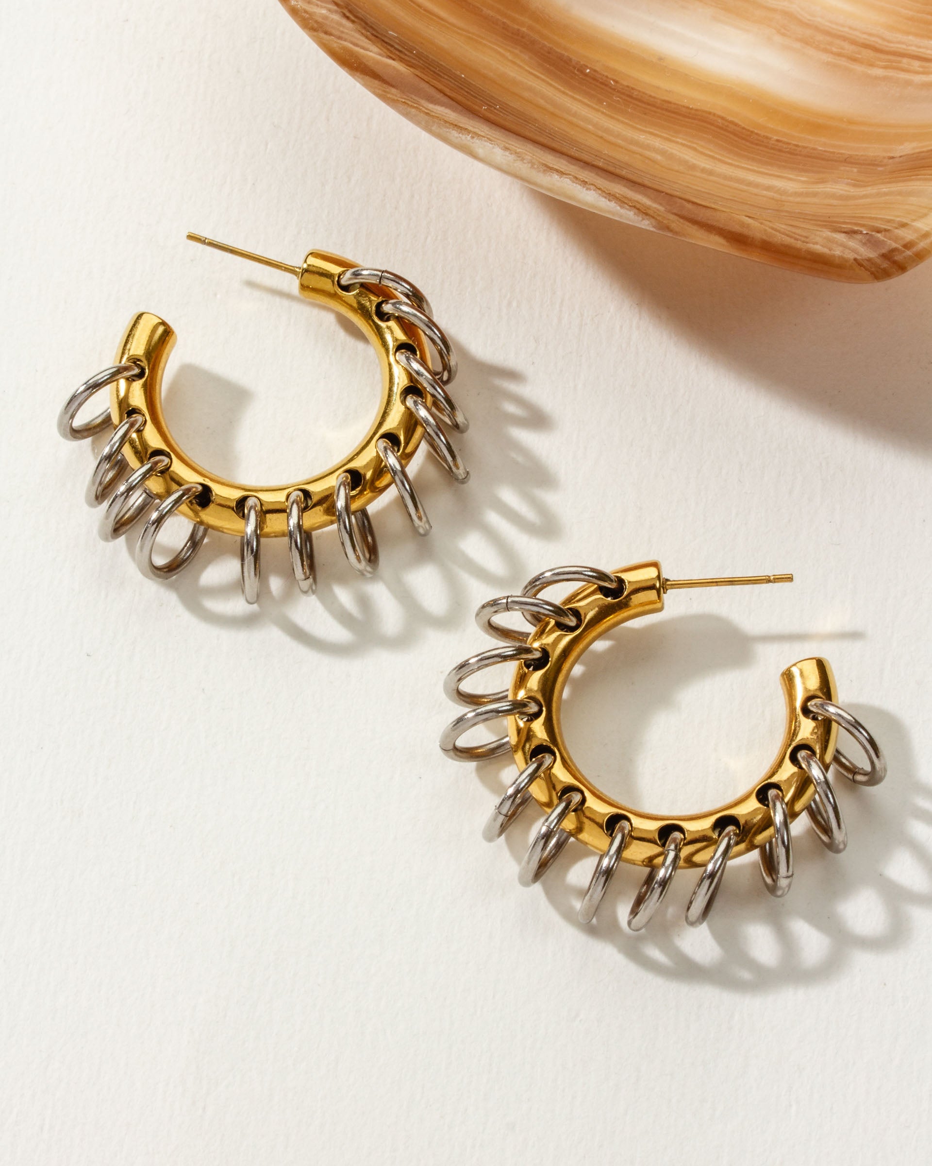 Golden Eclipse Vertebrae Post Hoop Earring