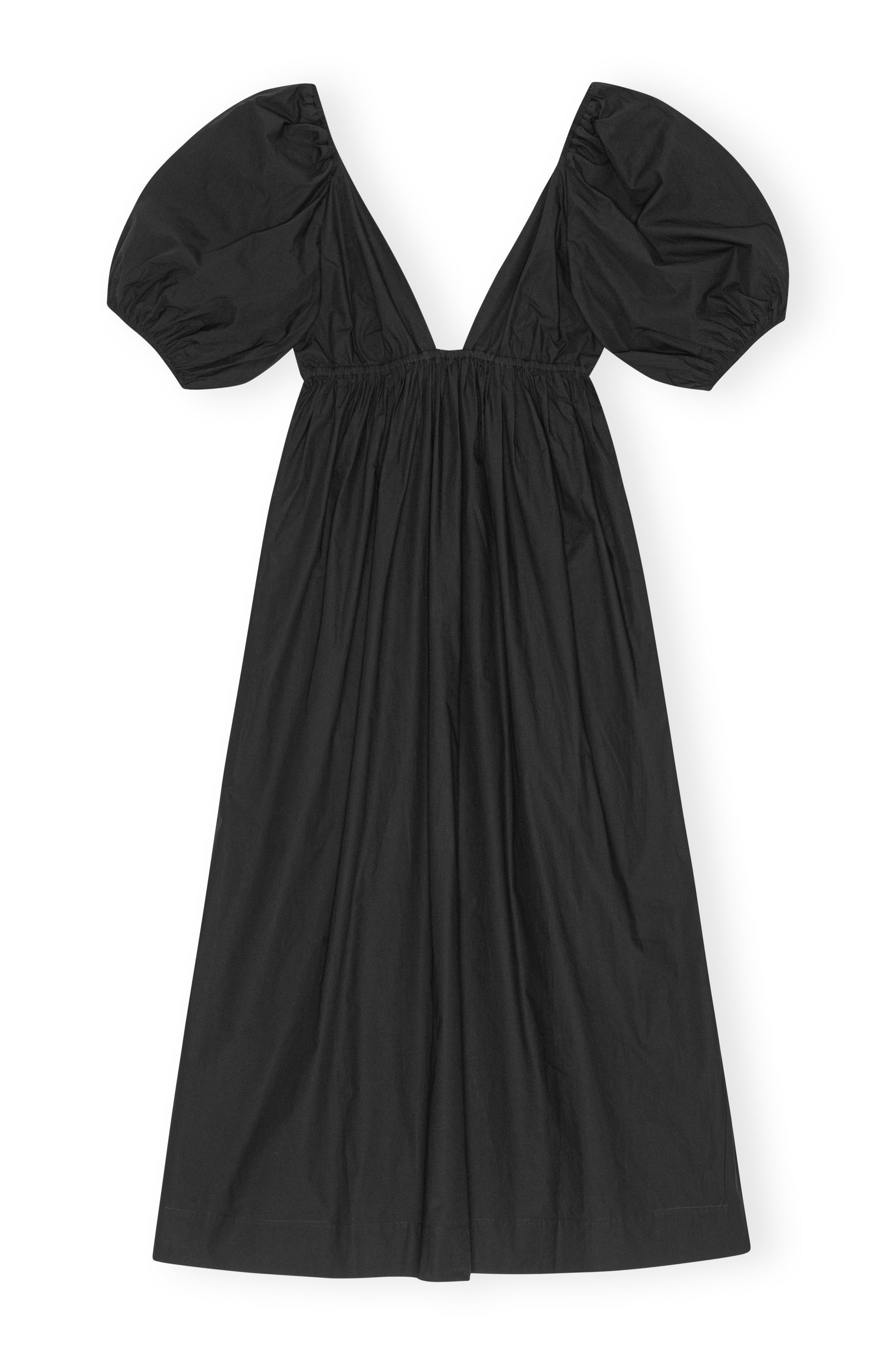 Cotton Poplin Long Dress - Black