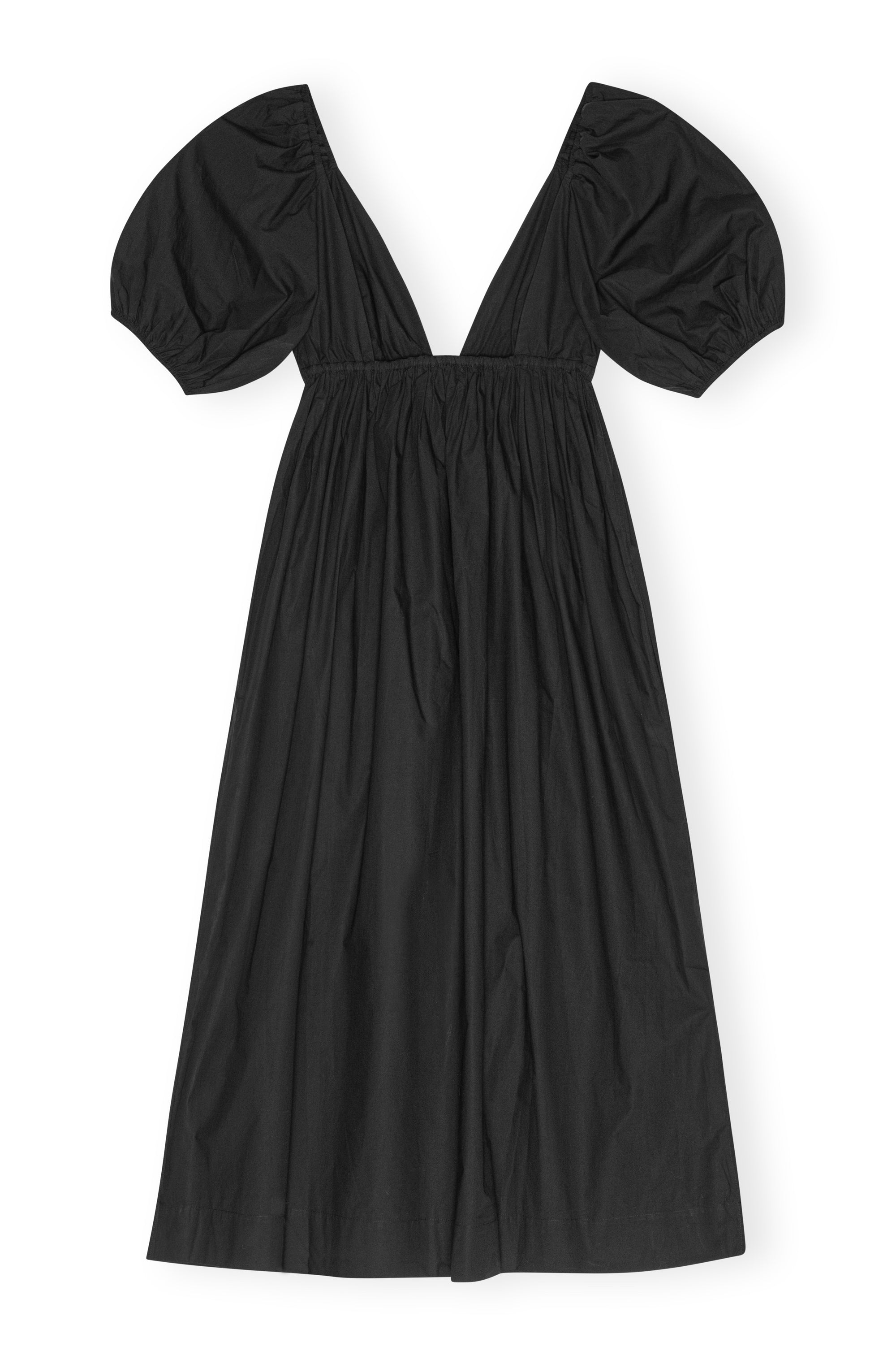 Cotton Poplin Long Dress - Black