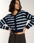 Callahan Knitwear - Fiona Cardigan - Sky Stripe -