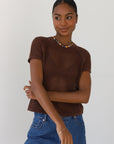 Francisca Crochet Tee - Chocolate