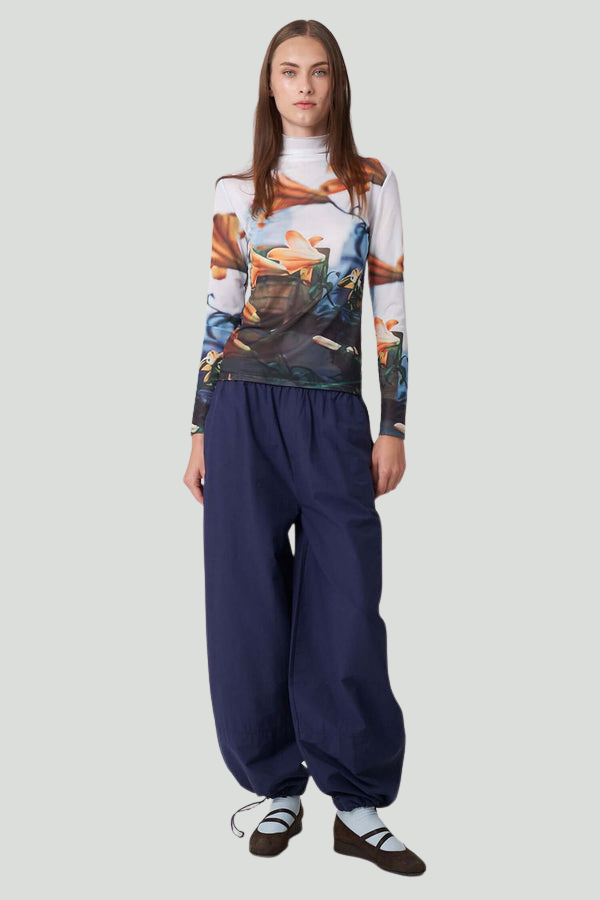 Paulie Mock Neck Top - Tiger Lilies