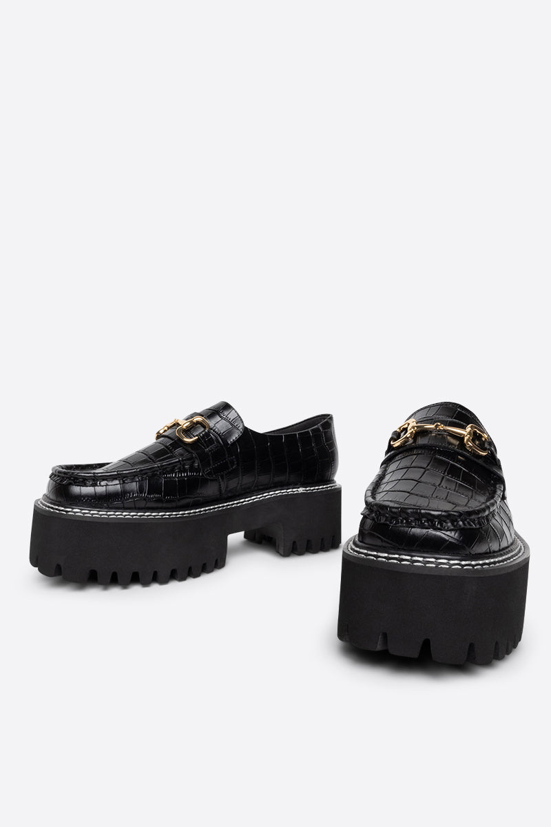 Helix Platform Lug Loafer - Black