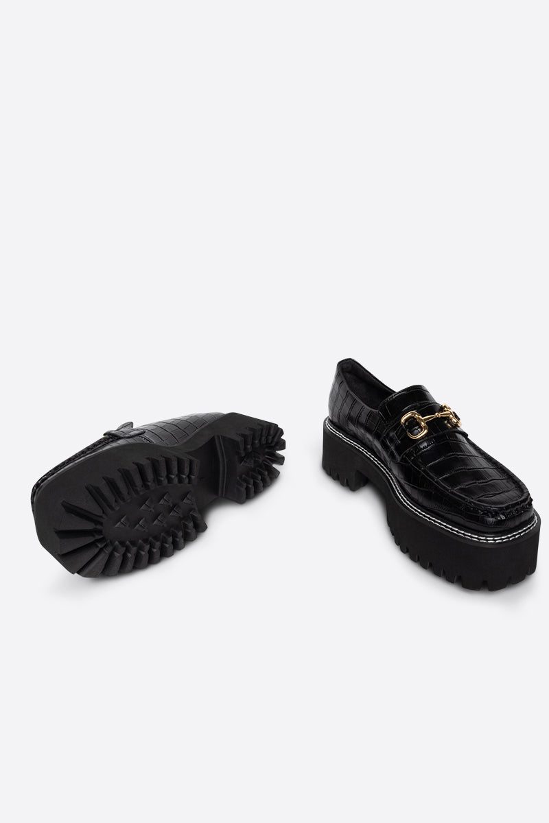 Helix Platform Lug Loafer - Black