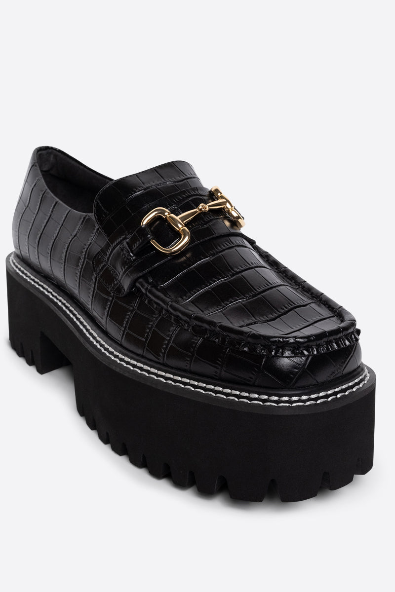 Helix Platform Lug Loafer - Black
