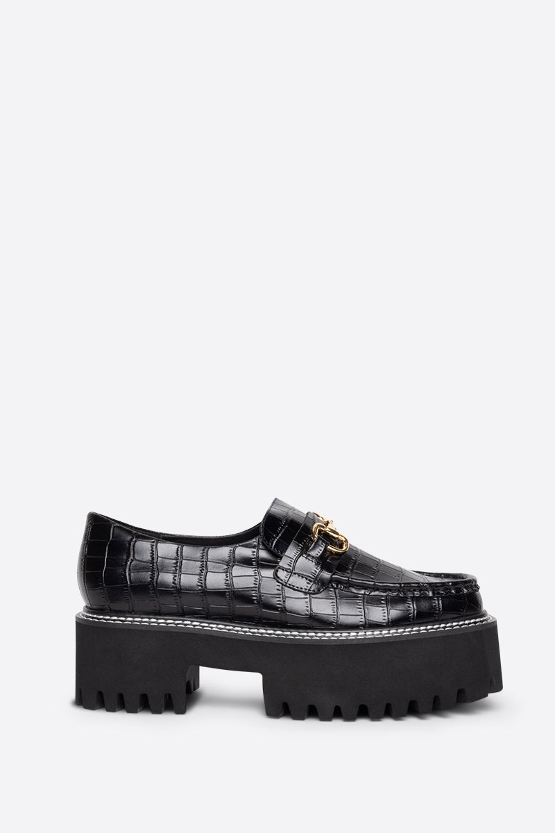 Helix Platform Lug Loafer - Black