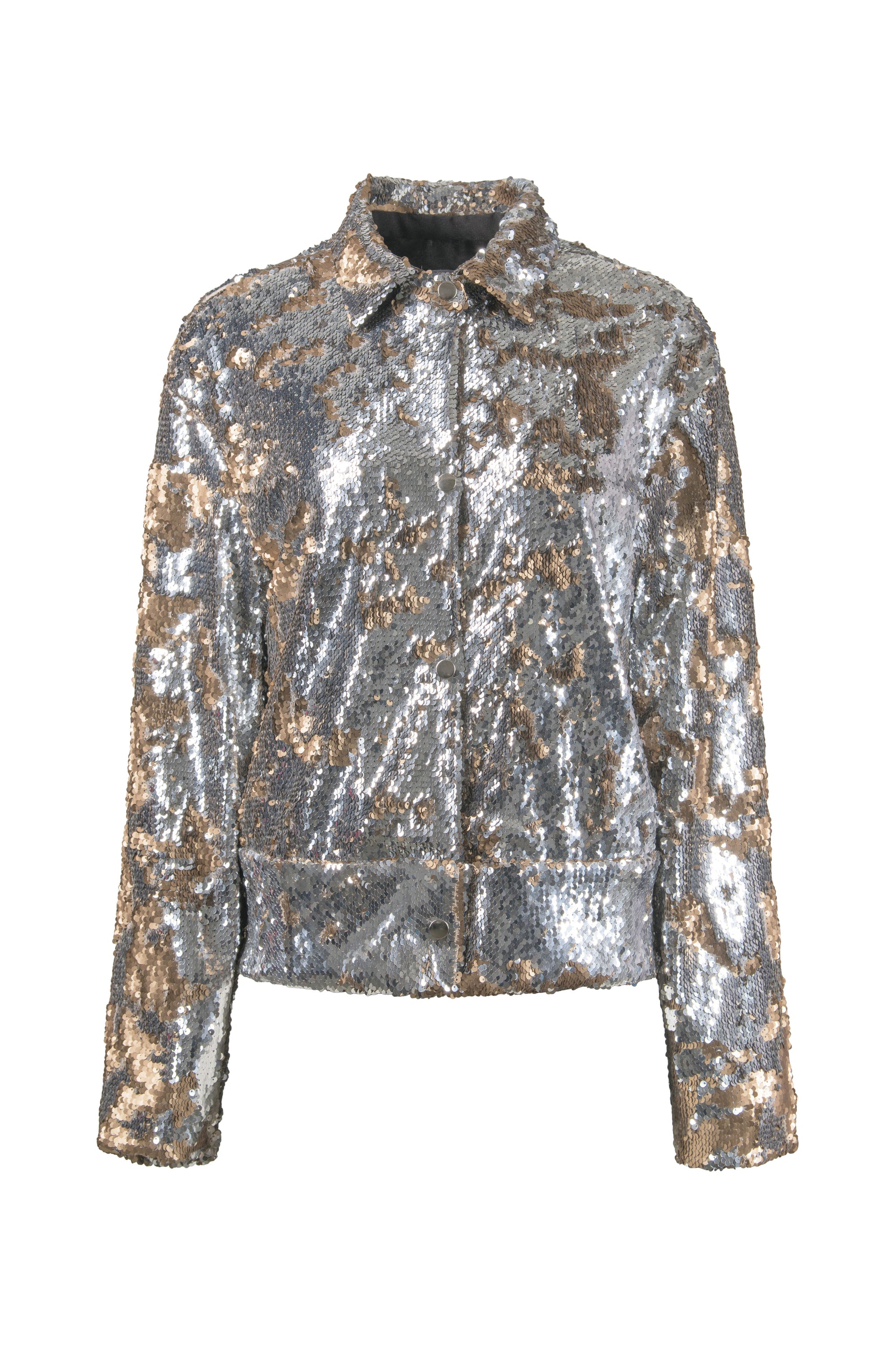 Sequin Bomber Jacket - Silver