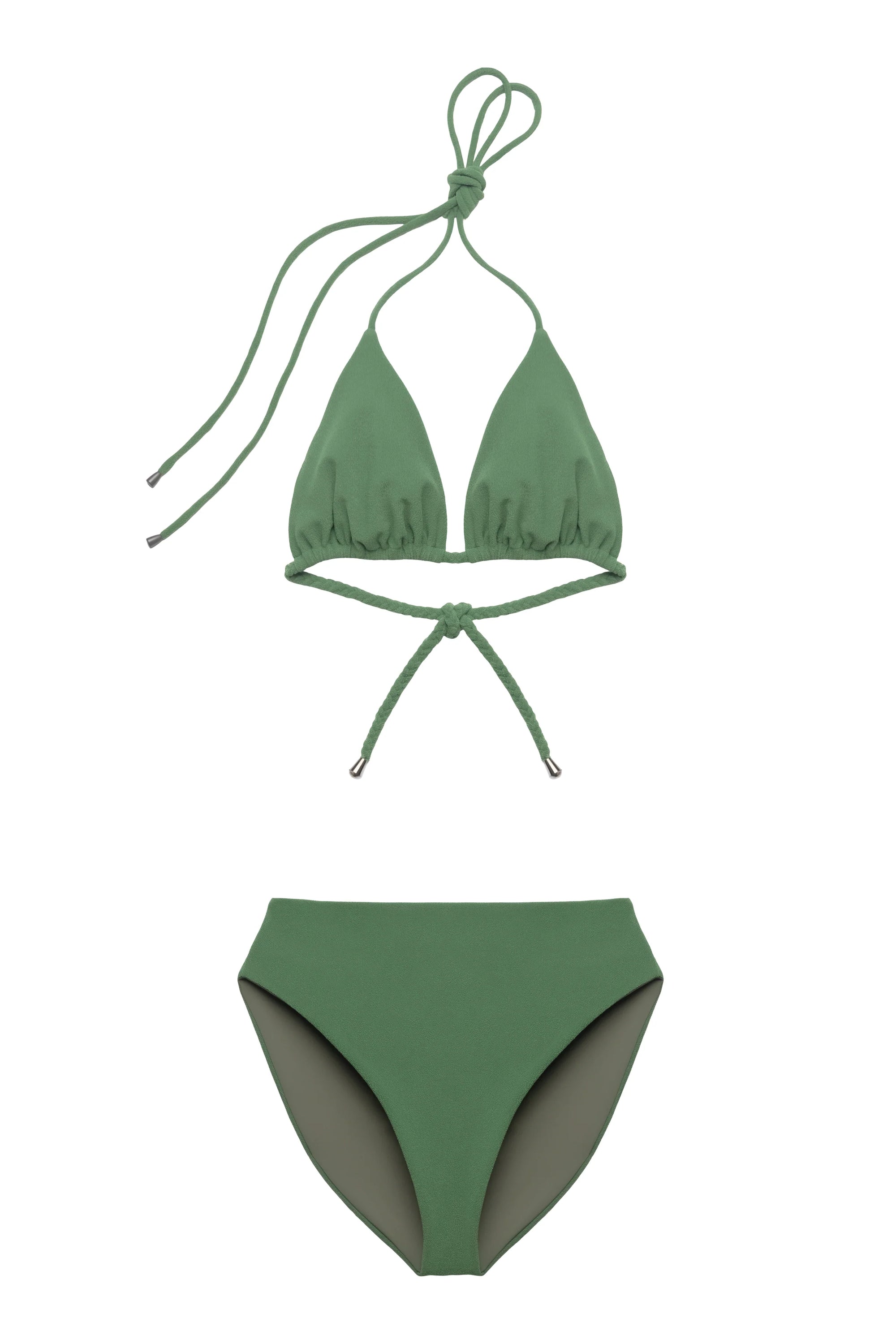 Jade Braided Triangle Bikini Bottom - Green