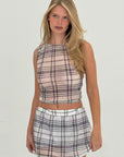 Find Me Now - Plaid Crinkled Mesh Tank -