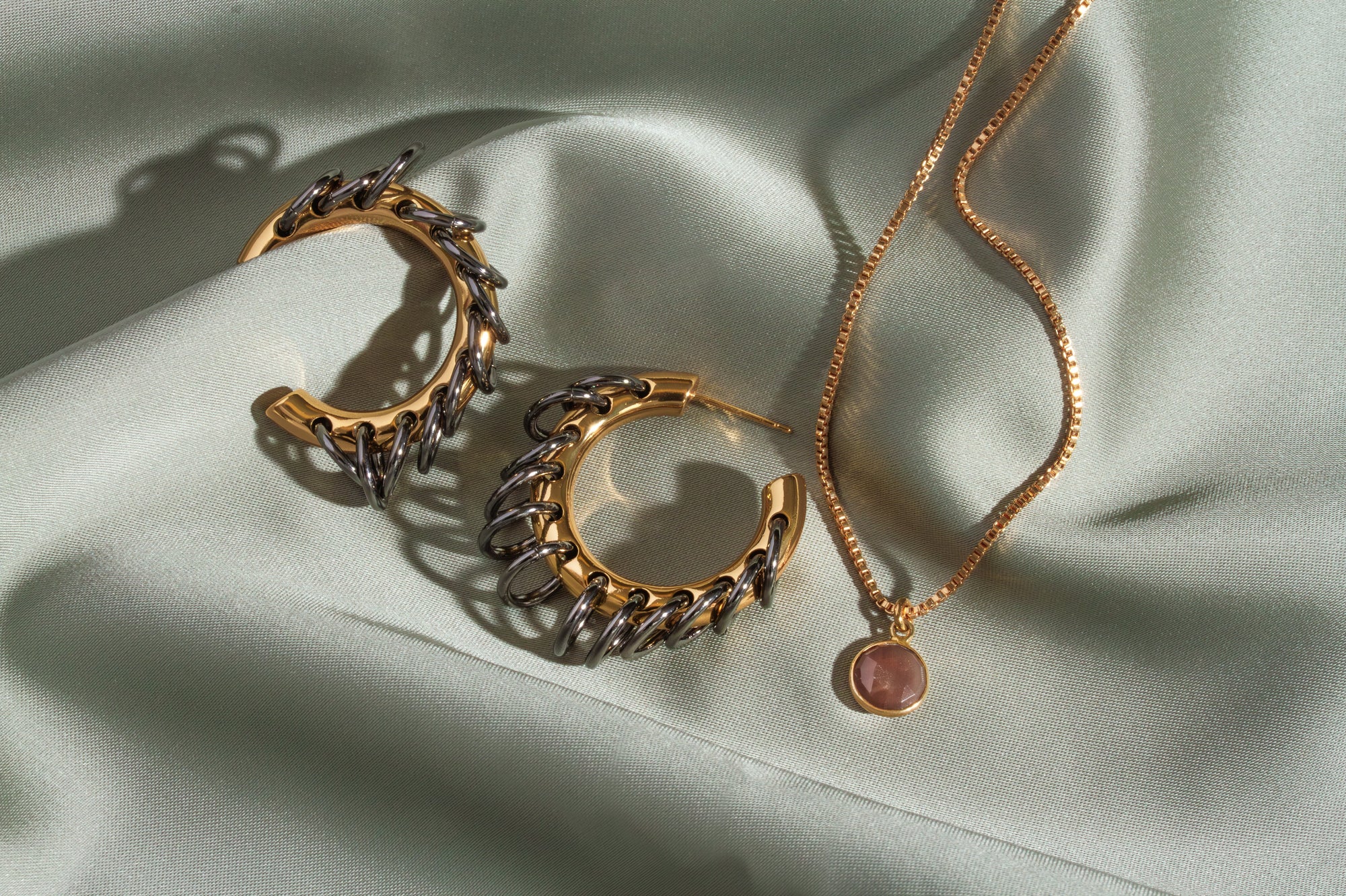 Golden Eclipse Vertebrae Post Hoop Earring