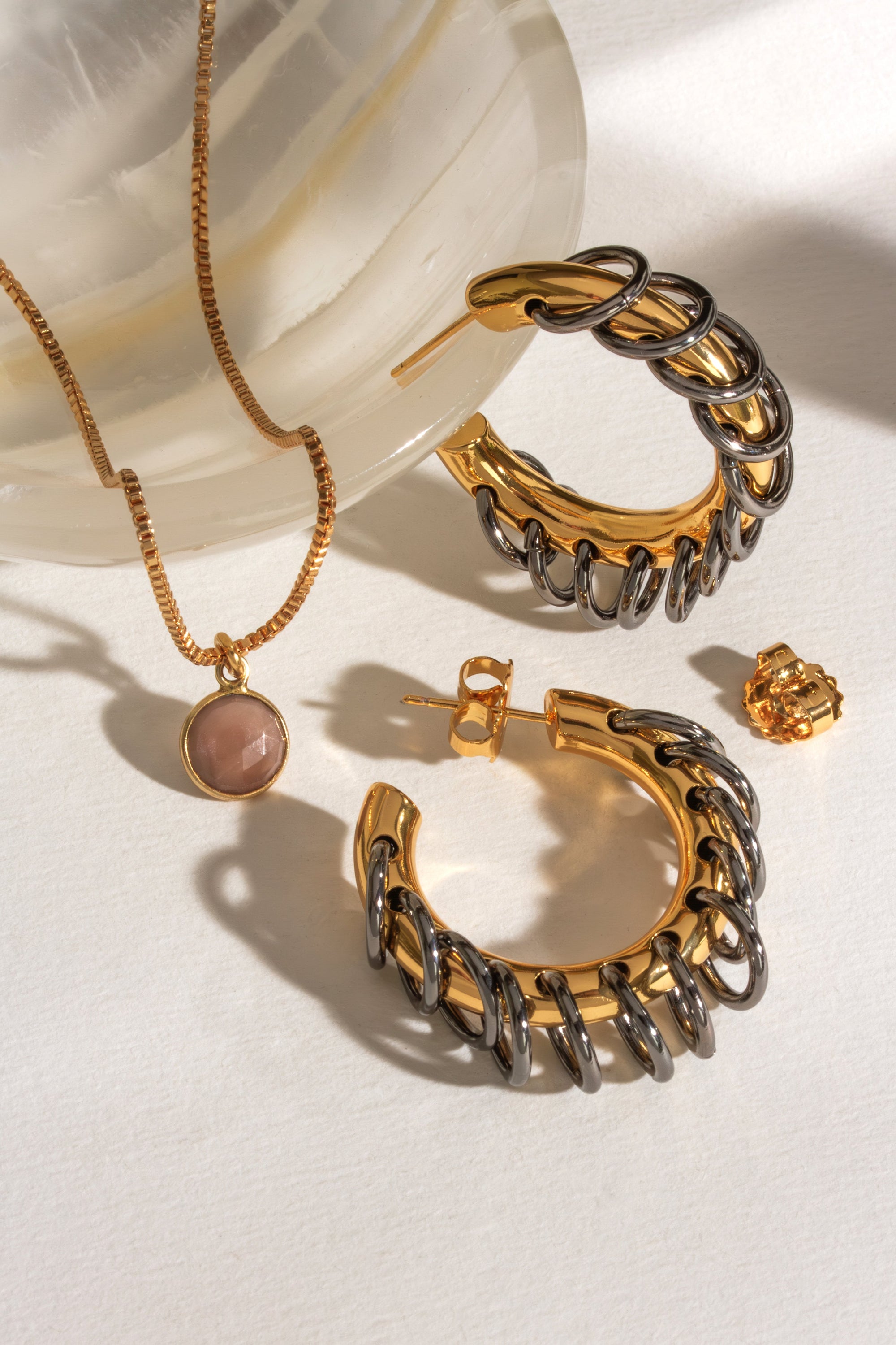 Golden Eclipse Vertebrae Post Hoop Earring
