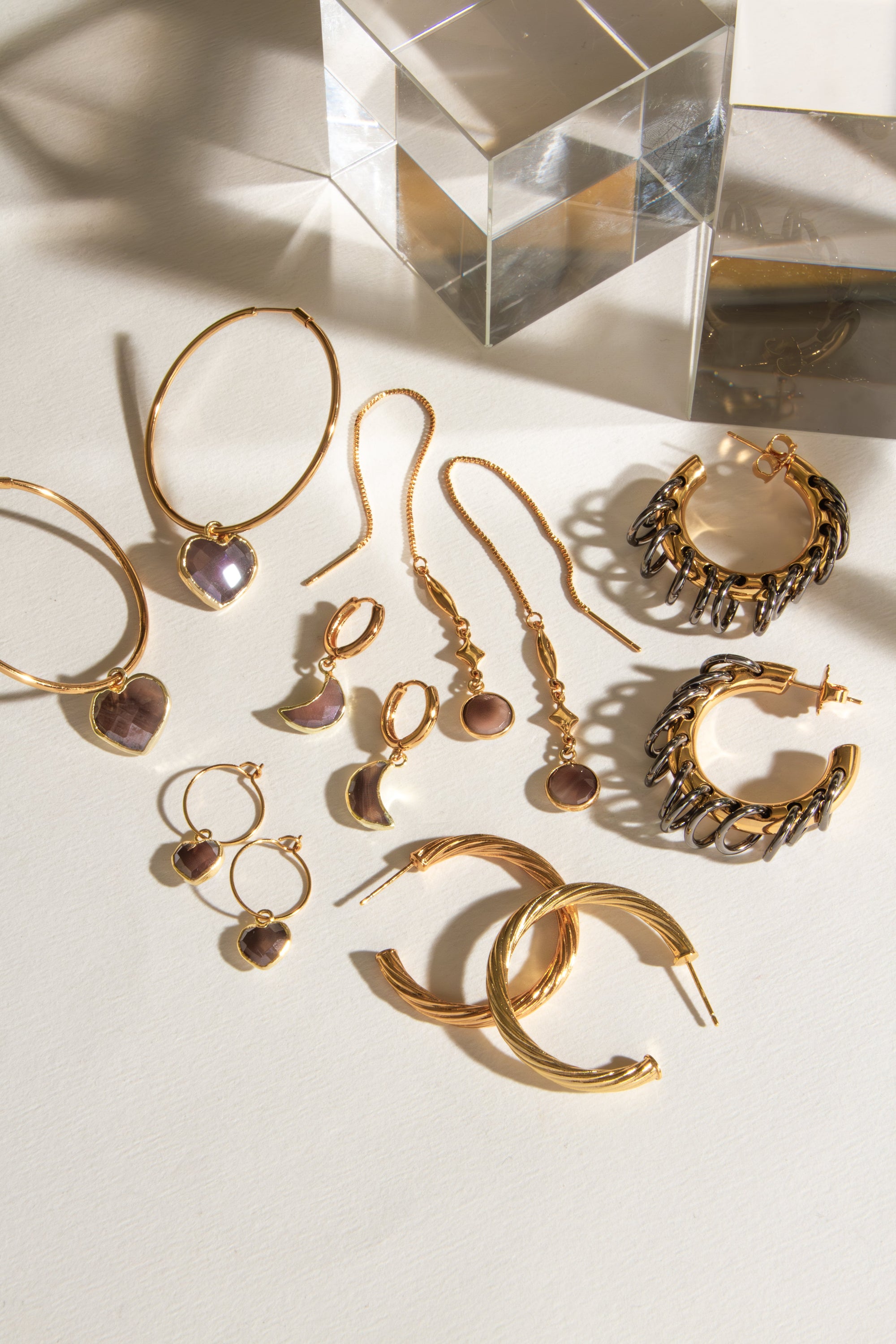 Golden Eclipse Vertebrae Post Hoop Earring