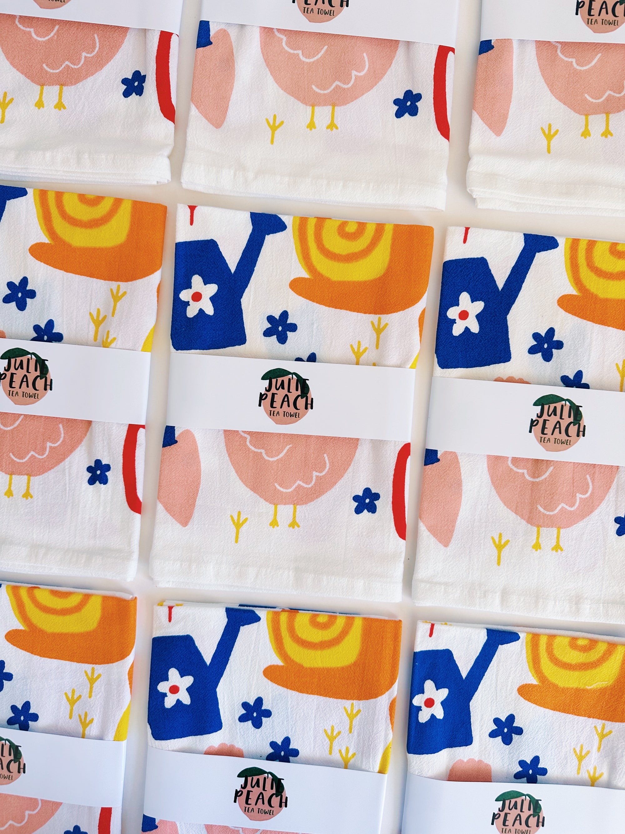 Julie Peach - Garden Toss Tea Towel -