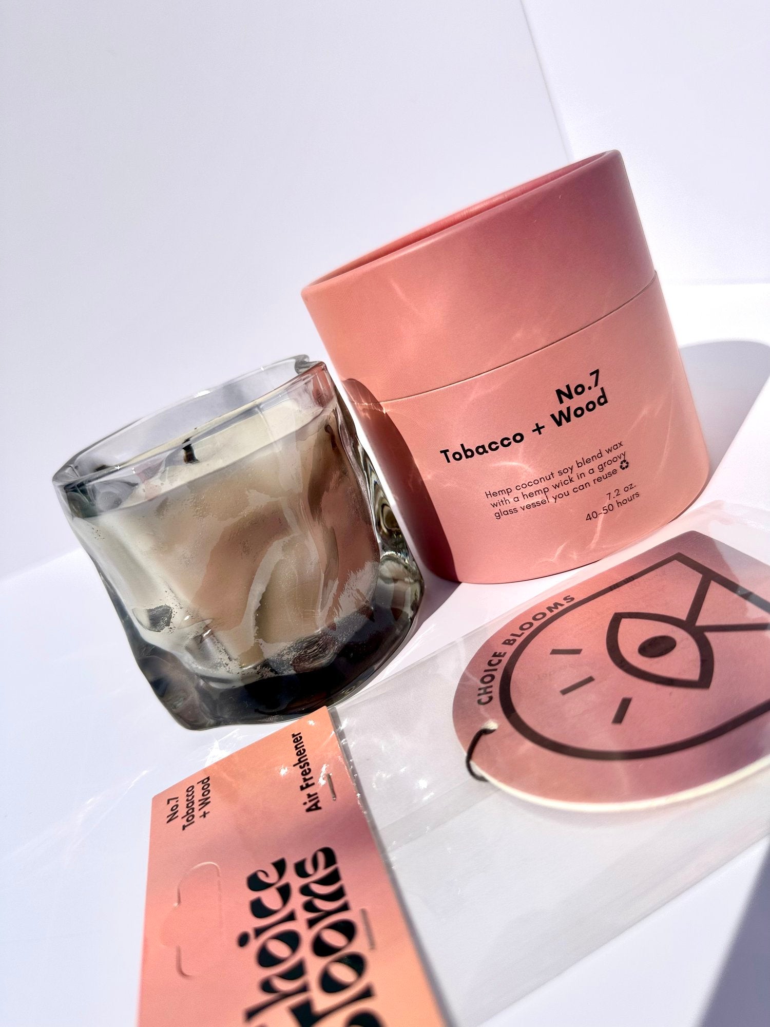 Choice Blooms - No. 7 Tobacco + Wood Candle -
