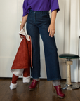 High Waist Kate Jeans in Dark Indigo Cotton Denim | Loup