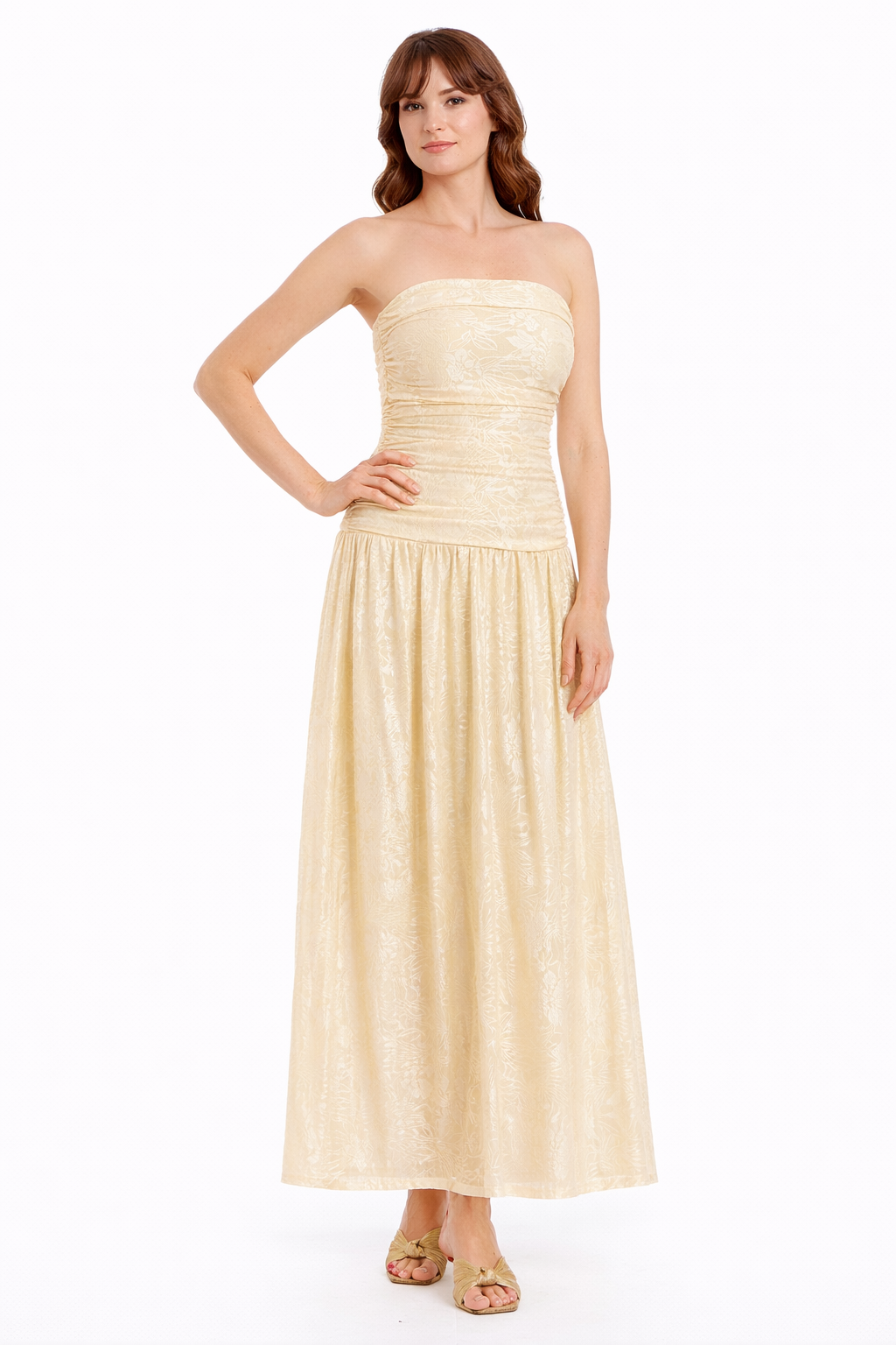 badgley mischka gold dress Jewel Women's Natasha Strapless Jacquard Maxi The sweetheart neckline adds Color:Royal Foil etd Martina Liana Bridal Dresses