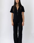 Wildflo Studio - Ribbed Polo Jumpsuit Jet -