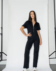 Wildflo Studio - Ribbed Polo Jumpsuit Jet -