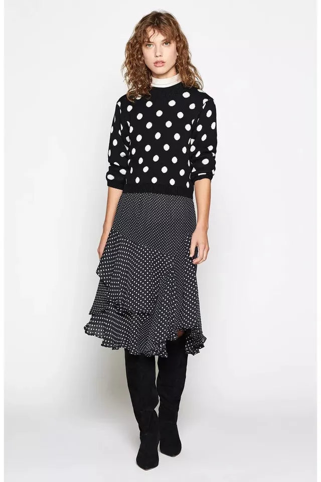 Brettina B Polka Dot Wool Crew Neck Sweater