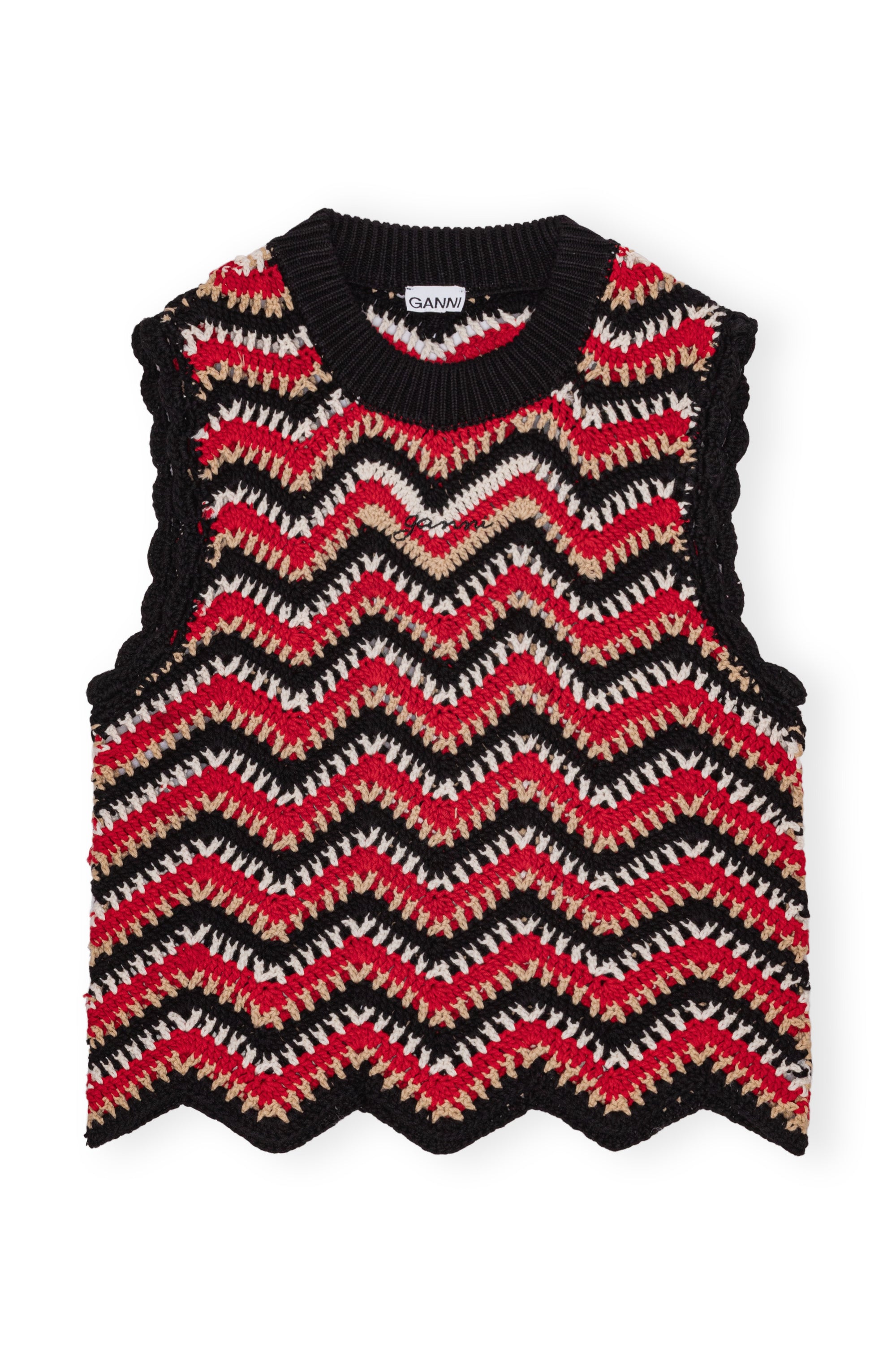 Cotton Crochet Vest - Racing Red