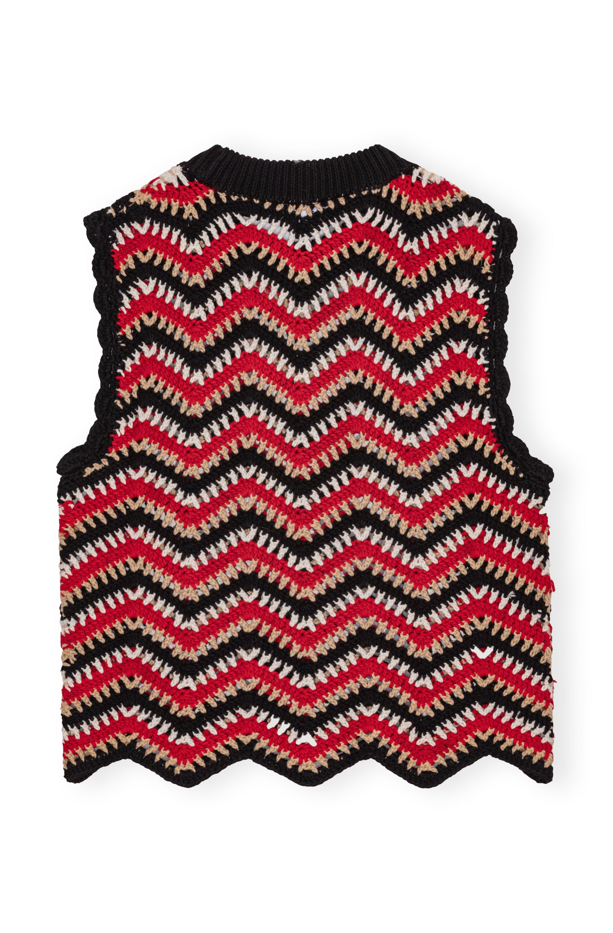 Cotton Crochet Vest - Racing Red