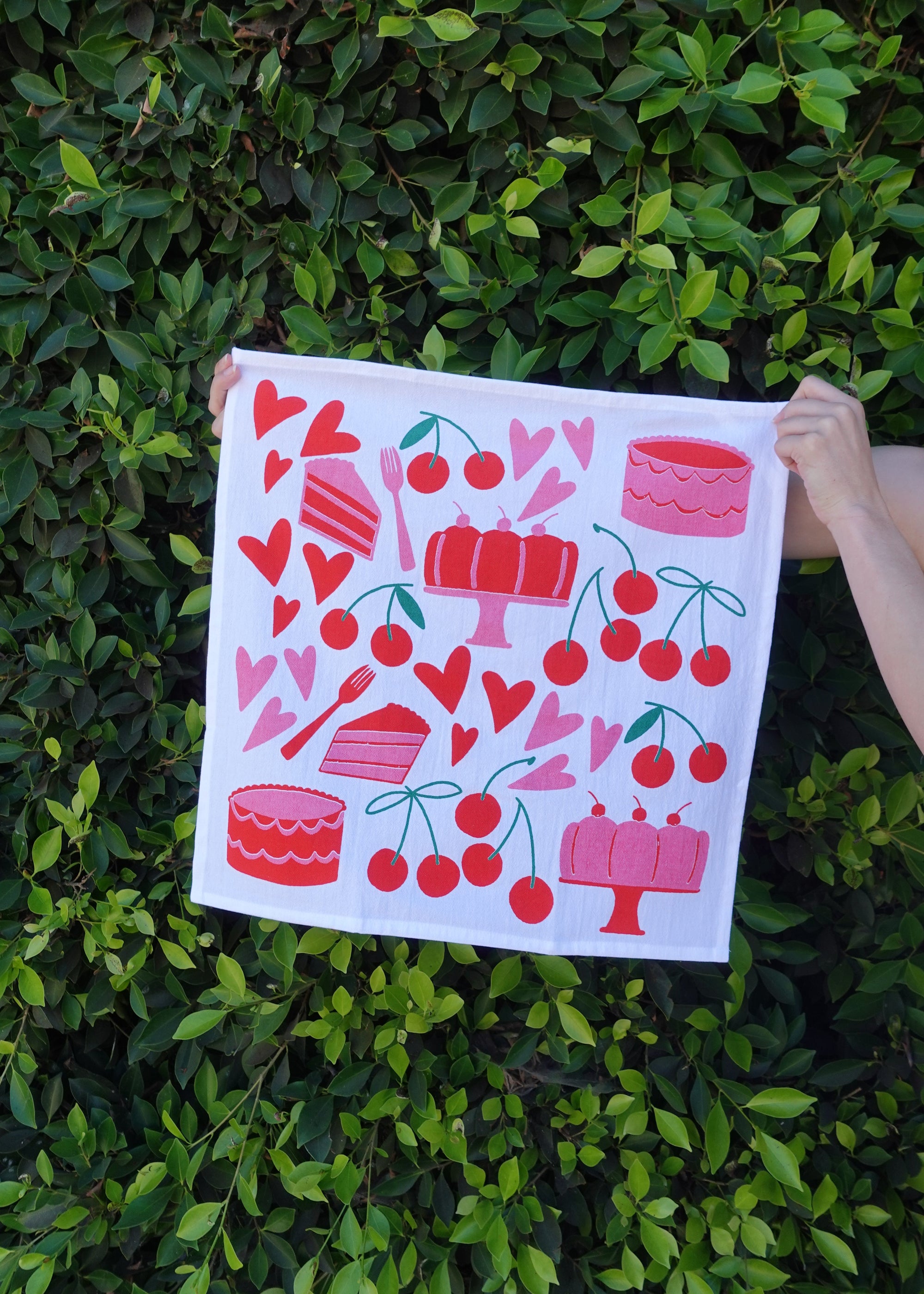 Sweets on White Tea Towel