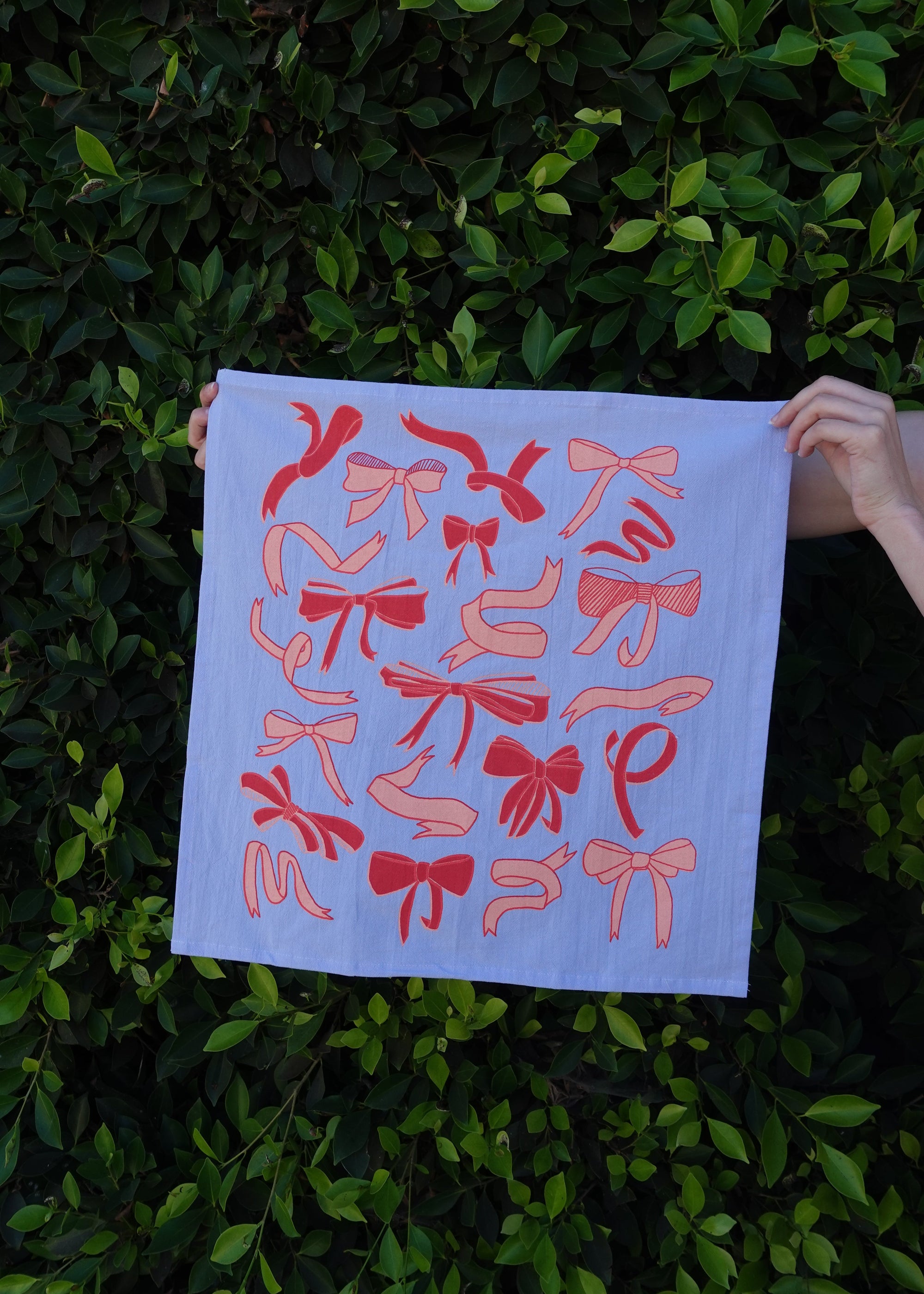 Bows on Blue Tea Towel