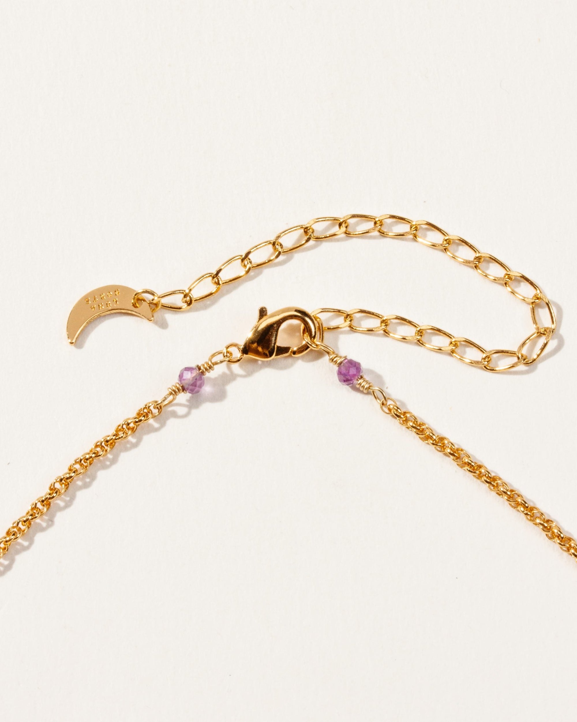 Chevron Amethyst Medallion Long Necklace