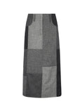 Loti - Juana Column Midi Skirt - Grey Patchwork -