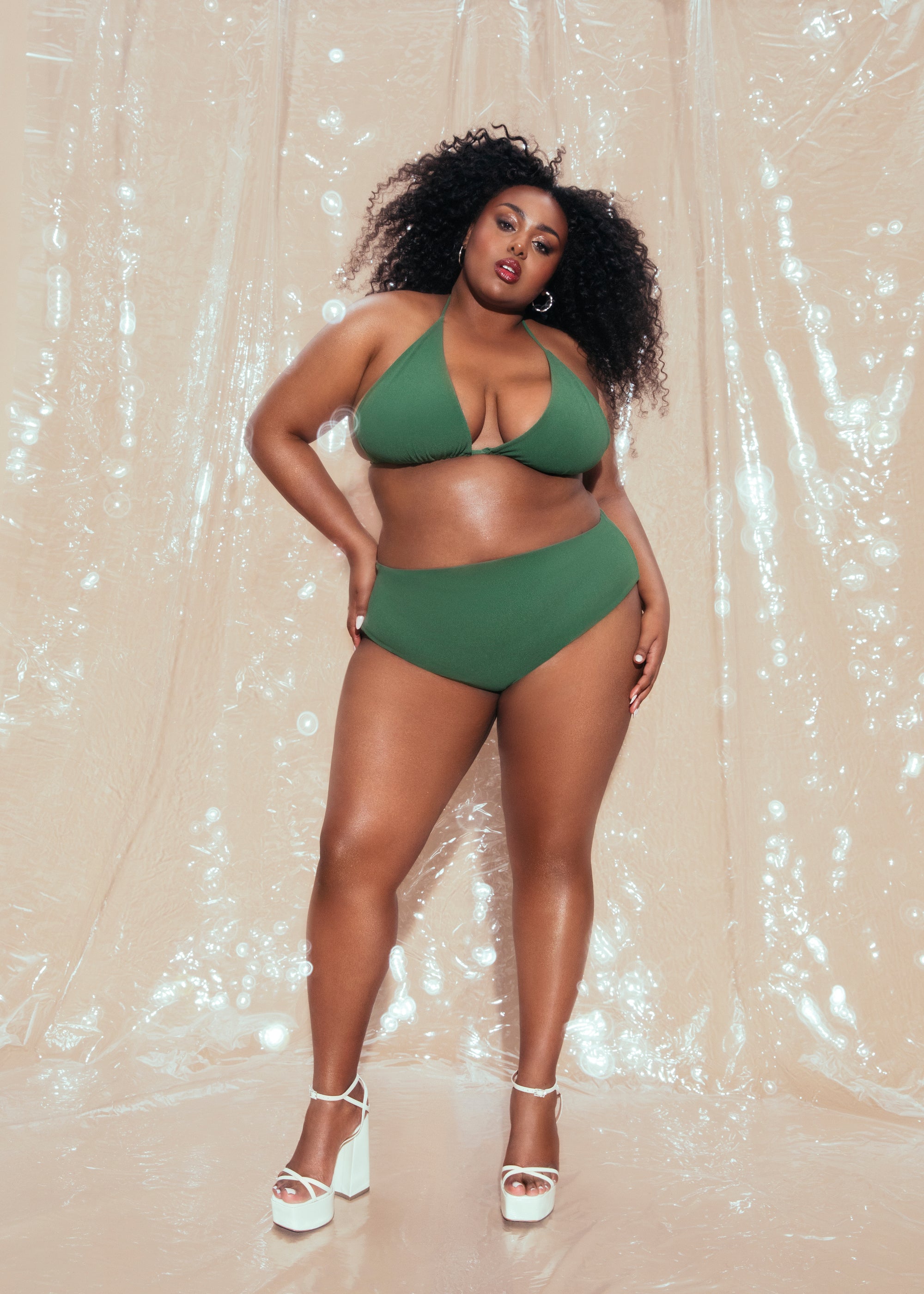 Jade Braided Triangle Bikini Bottom - Green