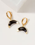 Luna Norte - Crescent Horn Huggie Hoop Earring - Onyx